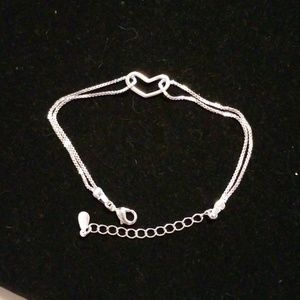 Sterling Silver Floating Heart Bracelet or Anklet